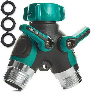 Mangchuang Garden Hose Splitter, 2 Way Heavy Duty Water Hose Splitter, Outdoor Faucet, Y Connector Garden Hose Adapter with Rubber Washers Mangchuang Garden Hose Splitter, 2 Way Heavy Duty Water Hose Splitter, Outdoor Faucet, Y Connector Garden Hose Adapter with Rubber Washers