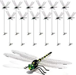 12 Pack 3D Dragonfly Clips, Fake Dragonflies with Stakes, Realistic Plastic Dragonfly Garden Decorations, Fly Deterrent Clips for Hats, Pets, Horses, Deer, Yard, Patio, Indoor & Outdoor Decor 12 Pack 3D Dragonfly Clips, Fake Dragonflies with Stakes, Realistic Plastic Dragonfly Garden Decorations, Fly Deterrent Clips for Hats, Pets, Horses, Deer, Yard, Patio, Indoor & Outdoor Decor