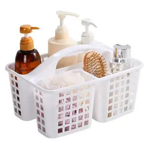Portable Shower Caddy Basket with Compartments Cleaning Supplies Organizer with Handle Plastic Storage Divided Tool Bin for Bathroom, Bedroom, Kitchen, College Dorm, Garden, Under Sink, White Portable Shower Caddy Basket with Compartments Cleaning Supplies Organizer with Handle Plastic Storage Divided Tool Bin for Bathroom, Bedroom, Kitchen, College Dorm, Garden, Under Sink, White