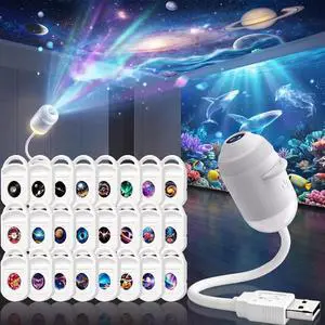 New 24pcs 2-in-1 Galaxy Projector Night Light, USB Star Projector with Adjustable Brightness, Mini Galaxy Light Projector for Bedroom Ceiling Wall Room Decor New 24pcs 2-in-1 Galaxy Projector Night Light, USB Star Projector with Adjustable Brightness, Mini Galaxy Light Projector for Bedroom Ceiling Wall Room Decor