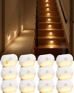 6 Pack Rechargeable Motion Sensor Stair Lights, Indoor Hallway Light | Portable Wireless Stick On Night Light, Battery Operated LED Lights for Staircase Closet Cabinet Toilet 6 Pack Rechargeable Motion Sensor Stair Lights, Indoor Hallway Light | Portable Wireless Stick On Night Light, Battery Operated LED Lights for Staircase Closet Cabinet Toilet