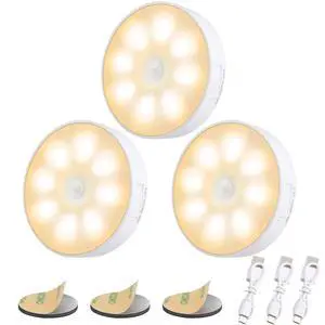 3 PCS Motion Sensor Light, Rechargeable Night Light(3000K Warm Yellow) | 8 LEDs, with USB Cable & Magnetic Patch, 3 Modes, Cordless Safe Wall Light for Kitchen, Bookshelves, Drawers 3 PCS Motion Sensor Light, Rechargeable Night Light(3000K Warm Yellow) | 8 LEDs, with USB Cable & Magnetic Patch, 3 Modes, Cordless Safe Wall Light for Kitchen, Bookshelves, Drawers
