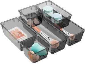6 Pack Clear Drawer Organizer Set, Drawer Storage Trays, Storage Bins | Acrylic Drawer Storage Trays, Storage Bins for Makeup, Cosmetics, Jewelries, Utensils, Gadgets, Office 6 Pack Clear Drawer Organizer Set, Drawer Storage Trays, Storage Bins | Acrylic Drawer Storage Trays, Storage Bins for Makeup, Cosmetics, Jewelries, Utensils, Gadgets, Office