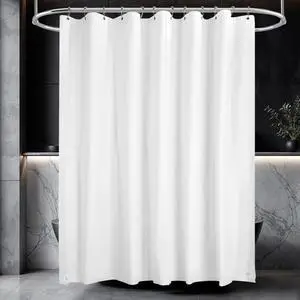 White Shower Curtain Liner, 71" x 71" White Bathroom Shower Showroom Curtain Liner with Rustproof Metal Gromments and Weighted Magnet White Shower Curtain Liner, 71" x 71" White Bathroom Shower Showroom Curtain Liner with Rustproof Metal Gromments and Weighted Magnet