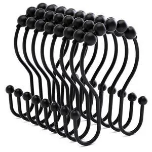 Shower Curtain Hooks Shower Curtain Rings Black Shower Curtain Hooks RustProof Smooth Metal Double Shower Curtain Hook, Shower Hooks for Shower Curtain Liner Bathroom Shower Rod Hook Shower Curtain Hooks Shower Curtain Rings Black Shower Curtain Hooks RustProof Smooth Metal Double Shower Curtain Hook, Shower Hooks for Shower Curtain Liner Bathroom Shower Rod Hook