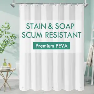 White Peva Shower Curtain Liner, Simple Plastic Shower Curtains Liner for Modern Neutral Hotel Bathroom Decor, Waterproof Bathroom Shower Liner, 71" W x 71" H White Peva Shower Curtain Liner, Simple Plastic Shower Curtains Liner for Modern Neutral Hotel Bathroom Decor, Waterproof Bathroom Shower Liner, 71" W x 71" H