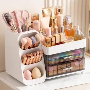 Large Capacity Makeup Organizer Countertop with Makeup Brush Holder for Vanity, Thickened Material, Bathroom Countertop Organizer Skin Care Perfumes Storage, Teen Girl Gifts for 12-23 Yearwhite Large Capacity Makeup Organizer Countertop with Makeup Brush Holder for Vanity, Thickened Material, Bathroom Countertop Organizer Skin Care Perfumes Storage, Teen Girl Gifts for 12-23 Yearwhite