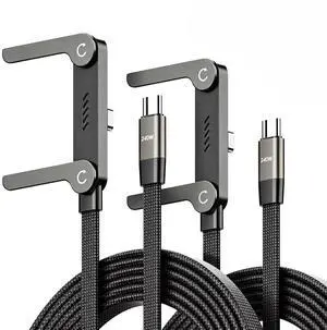 2 Pack 5Ft 240W USB C to USB C Ultra Fast Charging Cable with Invisible Stand Flat Phone Charger 90 Degree Right Angle Plug T Shaped Foldable Stand Multi Functional Cord Black 2 Pack 5Ft 240W USB C to USB C Ultra Fast Charging Cable with Invisible Stand Flat Phone Charger 90 Degree Right Angle Plug T Shaped Foldable Stand Multi Functional Cord Black