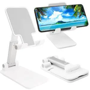 NEW Cell Phone Stand, Folding Desktop Phone Stand, Angle Height Adjustable Mobile Phone Holder for Desk, Office, Tablet Stand Compatible with All Phones 4-10 Inches Cell Phone/Tablet (White) NEW Cell Phone Stand, Folding Desktop Phone Stand, Angle Height Adjustable Mobile Phone Holder for Desk, Office, Tablet Stand Compatible with All Phones 4-10 Inches Cell Phone/Tablet (White)
