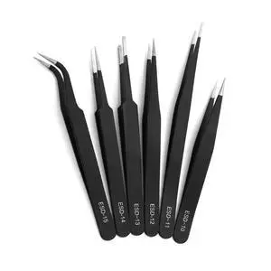 Rackii 6-Pcs Precision Tweezers Set, ESD Safe Stainless Steel Fine Tip Rackii 6-Pcs Precision Tweezers Set, ESD Safe Stainless Steel Fine Tip