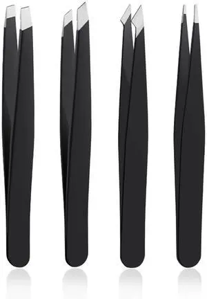 4 PCS Stainless Steel Tweezers Set Black 4 PCS Stainless Steel Tweezers Set Black