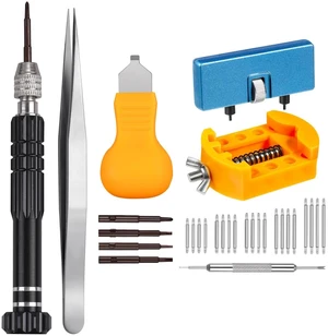 Watch Battery Replacement Kit, Watch Repair Screwdriver, Watch Band Replacement tool, Watch Wrench Back Remover, Watch Case Opener, Watch Back Remover Holder, Spring bar, Tweezers Watch Battery Replacement Kit, Watch Repair Screwdriver, Watch Band Replacement tool, Watch Wrench Back Remover, Watch Case Opener, Watch Back Remover Holder, Spring bar, Tweezers