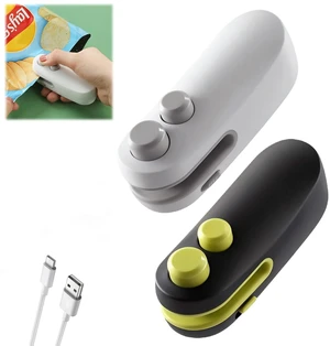 Mini Bag Sealer, 2026 2 in 1 Rechargeable Chip Bag Sealer with Cutter and Magnet, Portable Handheld USB C Heat Sealer Resealer Machine for Snack Plastic Bags Food Storage (White + Black) Mini Bag Sealer, 2026 2 in 1 Rechargeable Chip Bag Sealer with Cutter and Magnet, Portable Handheld USB C Heat Sealer Resealer Machine for Snack Plastic Bags Food Storage (White + Black)
