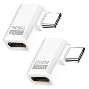 USB C Right Angle Adapter 80Gbps, Right Angle USB C Adapter 240W, White 90 Degree Type-C Male to Female Extension Extender for Tablet, Laptop, Mobile Phone, Switch, Steam Deck, (2Pack) USB C Right Angle Adapter 80Gbps, Right Angle USB C Adapter 240W, White 90 Degree Type-C Male to Female Extension Extender for Tablet, Laptop, Mobile Phone, Switch, Steam Deck, (2Pack)