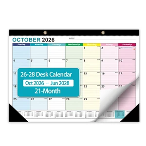 Desk Calendar 2027-2028, Desktop Calendar 21 Month, Oct 2026-Jun 2028 | Colorful Layout 17x12inch, 2-in-1 Desk & Wall Use Frosted PVC Cover 120 GSM Thick Paper Planner Stickers Included Desk Calendar 2027-2028, Desktop Calendar 21 Month, Oct 2026-Jun 2028 | Colorful Layout 17x12inch, 2-in-1 Desk & Wall Use Frosted PVC Cover 120 GSM Thick Paper Planner Stickers Included