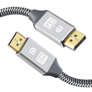 DisplayPort Cable,Hannord 8K DP Cable Nylon Braided (8K@60Hz, 4K@120hz) Display Port Cable V1.4 Ultra High Speed DisplayPort to DisplayPort Cable 6.6ft for Laptop PC TV - Gaming Monitor Cable (Silver) DisplayPort Cable,Hannord 8K DP Cable Nylon Braided (8K@60Hz, 4K@120hz) Display Port Cable V1.4 Ultra High Speed DisplayPort to DisplayPort Cable 6.6ft for Laptop PC TV - Gaming Monitor Cable (Silver)