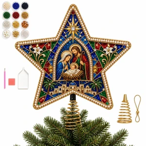 Christian Pearl Diamond Art Christmas Tree Topper Kit 8inStyle 1 | Christian Xmas Star Ornament Tree Topper Decor, DIY Pearl Diamond Dots Bead Painting Craft Kit for Beginners and Adults Christian Pearl Diamond Art Christmas Tree Topper Kit 8inStyle 1 | Christian Xmas Star Ornament Tree Topper Decor, DIY Pearl Diamond Dots Bead Painting Craft Kit for Beginners and Adults