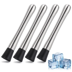 4 Pack Muddlers for Cocktail 304 Stainless Steel Fruit Crusher 8.3" Long Ice Crusher for Bar Party and Home 4 Pack Muddlers for Cocktail 304 Stainless Steel Fruit Crusher 8.3" Long Ice Crusher for Bar Party and Home