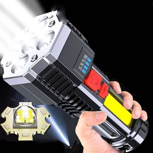 5 LED Flashlight Portable High Lumen Work Light USB Rechargeable Light with Sidelight 4 Light Modes Camping Hiking Adventure Home Emergencies Use 5 LED Flashlight Portable High Lumen Work Light USB Rechargeable Light with Sidelight 4 Light Modes Camping Hiking Adventure Home Emergencies Use