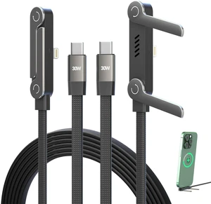 Subkane 2Pack 2-in-1 Invisible Holder Charger Cable, 30W PD Fast Charging Sideways Cord with Built-in Phone Stand, 90 Degree USB-C to Lightning Cable for iPhone 14/13/12/11/X/XR, iPad Subkane 2Pack 2-in-1 Invisible Holder Charger Cable, 30W PD Fast Charging Sideways Cord with Built-in Phone Stand, 90 Degree USB-C to Lightning Cable for iPhone 14/13/12/11/X/XR, iPad
