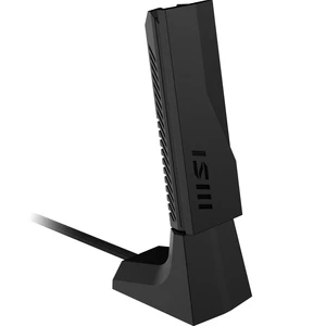 MSI BE6500 WiFi 7 USB Adapter - WLAN up to 2880 Mbps (6GHz, 5GHz, 2.4GHz Wireless), USB 3.2 Gen 1, MU-MIMO, 2X High-Gain Tri-Band Antennas, Beamforming, WPA3 - Cradle Included MSI BE6500 WiFi 7 USB Adapter - WLAN up to 2880 Mbps (6GHz, 5GHz, 2.4GHz Wireless), USB 3.2 Gen 1, MU-MIMO, 2X High-Gain Tri-Band Antennas, Beamforming, WPA3 - Cradle Included