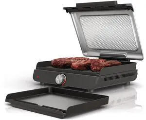 Sizzle Indoor Grill & Griddle, 14'', 500°F, Grey/Silver, GR101 Sizzle Indoor Grill & Griddle, 14'', 500°F, Grey/Silver, GR101