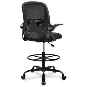 Primy Drafting Chair Tall Office Chair with Flip-up Armrests Executive Ergonomic Computer Standing Desk Chair with Lumbar Support and Adjustable Footrest Ring (Black) Primy Drafting Chair Tall Office Chair with Flip-up Armrests Executive Ergonomic Computer Standing Desk Chair with Lumbar Support and Adjustable Footrest Ring (Black)
