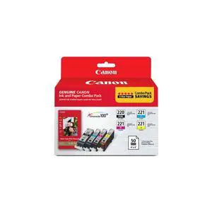 Canon PG-220/CL-221 Genuine Combo Pack with 50 Photo Paper Sheets, Compatible with MP980, MP560, MP620, MP640, MP990, MX860, MX870, iP4600, iP3600, and iP4700 Printers Canon PG-220/CL-221 Genuine Combo Pack with 50 Photo Paper Sheets, Compatible with MP980, MP560, MP620, MP640, MP990, MX860, MX870, iP4600, iP3600, and iP4700 Printers