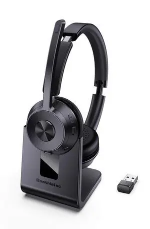 Wireless Headset, Bluetooth Headset with Noise Cancelling Microphone, Computer Headset with Mute Button for PC/Computer/Laptop/Cell Phones/Remote Work/Call Center Wireless Headset, Bluetooth Headset with Noise Cancelling Microphone, Computer Headset with Mute Button for PC/Computer/Laptop/Cell Phones/Remote Work/Call Center
