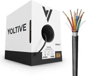 Voltive 22/8 Shielded Low Voltage Wire, Riser CL3R, Black, 500ft - 22AWG, 8 Conductors, Overall Shield, Stranded Bare Copper, UL Listed - V-1307-2 Voltive 22/8 Shielded Low Voltage Wire, Riser CL3R, Black, 500ft - 22AWG, 8 Conductors, Overall Shield, Stranded Bare Copper, UL Listed - V-1307-2