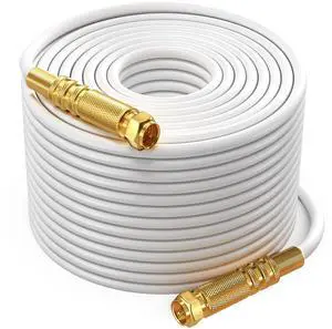 RG6 COAXIAL Cable - Quad Shielded, 300ft / White Non-Oxygen Copper Cable Wire for TV, Internet & More - Flexible Coax Cable Cord RG6 COAXIAL Cable - Quad Shielded, 300ft / White Non-Oxygen Copper Cable Wire for TV, Internet & More - Flexible Coax Cable Cord