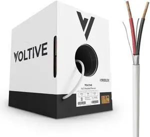 Voltive 16/2 Shielded Low Voltage Wire, Plenum CL3P, White, 500ft - 16AWG, 2 Conductors, Overall Shield, Stranded Bare Copper, UL Listed - V-1285-1 Voltive 16/2 Shielded Low Voltage Wire, Plenum CL3P, White, 500ft - 16AWG, 2 Conductors, Overall Shield, Stranded Bare Copper, UL Listed - V-1285-1