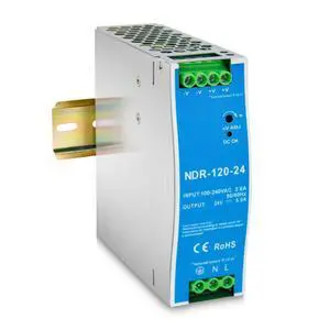 CXCESNS NDR-120-24 Din Rail Power Supply, 120W 24V 5A AC to DC Switching Converter, 100-240VAC Universal Input,with Voltage Adjust & DC OK Indicator CXCESNS NDR-120-24 Din Rail Power Supply, 120W 24V 5A AC to DC Switching Converter, 100-240VAC Universal Input,with Voltage Adjust & DC OK Indicator