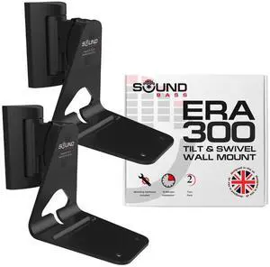 Sound Bass ERA300 Wall Mount Bracket, Tilt and Swivel, Black, Twin (2pcs), Compatible with Sonos ERA 300, Effortless Installation, Includes Mounting Kit, Double, Pair Sound Bass ERA300 Wall Mount Bracket, Tilt and Swivel, Black, Twin (2pcs), Compatible with Sonos ERA 300, Effortless Installation, Includes Mounting Kit, Double, Pair