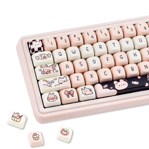 ZERRIOY Kawaii Pink Cute Rabbit 130 Keys PBT Dye-Sublimation Keycaps ZERRIOY Kawaii Pink Cute Rabbit 130 Keys PBT Dye-Sublimation Keycaps