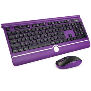 Wireless Keyboard and Mouse Combo, Purple Keyboard and Mouse with Wrist Rest, 2.4G Silent Cordless Full-Size Keyboard Mouse Combo for Windows Computers Desktop, Laptop, PC Wireless Keyboard and Mouse Combo, Purple Keyboard and Mouse with Wrist Rest, 2.4G Silent Cordless Full-Size Keyboard Mouse Combo for Windows Computers Desktop, Laptop, PC