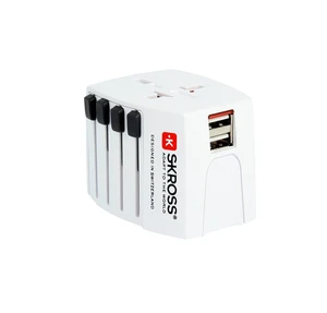 Skross MUV USB World Travel Adapter 2-pole Adapter and USB Charger 2.4A, POS Box 1.302157-2, White Skross MUV USB World Travel Adapter 2-pole Adapter and USB Charger 2.4A, POS Box 1.302157-2, White