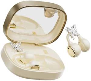 WUYUEGE Open Ear Clip on Earbuds Bluetooth 6.0, Powder Case with LED Mirror, Detachable Crystal Butterfly Ear Clips & Bracelet, IPX6 40H Playtime, Cute Wireless Earbuds for Women Girls GiftsSki WUYUEGE Open Ear Clip on Earbuds Bluetooth 6.0, Powder Case with LED Mirror, Detachable Crystal Butterfly Ear Clips & Bracelet, IPX6 40H Playtime, Cute Wireless Earbuds for Women Girls GiftsSki