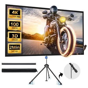 Projector Screen with Stand, Paris RHONE 100-inch Outdoor Indoor Projector Screen 16:9 4K HD PVC, 1.5 Gain Portable Wrinkle-Free Movie Screen for Home Backyard Theater with Carry Bag, Ground Nails Projector Screen with Stand, Paris RHONE 100-inch Outdoor Indoor Projector Screen 16:9 4K HD PVC, 1.5 Gain Portable Wrinkle-Free Movie Screen for Home Backyard Theater with Carry Bag, Ground Nails