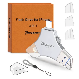 USB Flash Drive for iPhone/iPad, MFi Certified 3in1, 256GB, Silver USB Flash Drive for iPhone/iPad, MFi Certified 3in1, 256GB, Silver
