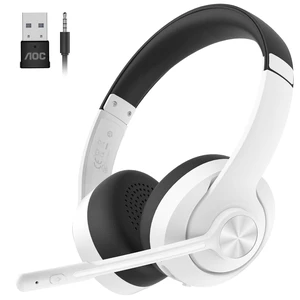 AOC Wireless Headset with Mic for Work, PC Bluetooth 5.4 Headphones- White AOC Wireless Headset with Mic for Work, PC Bluetooth 5.4 Headphones- White