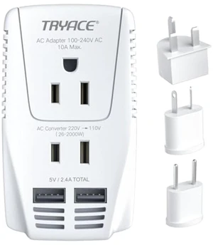 TryAce 220V to 110V Converter,Upgraded 2000W Travel Voltage Converter for Hair Dryer Straightener Curling Iron,10A Power Adapter is Easy to Carry for National Travel,with 2USB and UK/EU/AU Plugs,White TryAce 220V to 110V Converter,Upgraded 2000W Travel Voltage Converter for Hair Dryer Straightener Curling Iron,10A Power Adapter is Easy to Carry for National Travel,with 2USB and UK/EU/AU Plugs,White