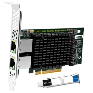 Dual 10GbE RJ45 Ports Converged Ethernet Adapter for Servers and Desktop PCs. Intel X540AT2 10Gb/s Ethernet Controller, PCIE x8 to 2X 10Gb/s RJ45 Ports NIC Card, for Storage & Gaming (X540T2) Dual 10GbE RJ45 Ports Converged Ethernet Adapter for Servers and Desktop PCs. Intel X540AT2 10Gb/s Ethernet Controller, PCIE x8 to 2X 10Gb/s RJ45 Ports NIC Card, for Storage & Gaming (X540T2)