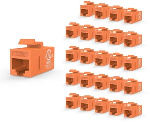 VCE UL Listed CAT6 Keystone Coupler PoE, Orange, 25-Pack VCE UL Listed CAT6 Keystone Coupler PoE, Orange, 25-Pack