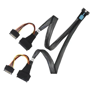 MCIO 8I (SFF-TA-1016) to 2x U.2 SFF-8639 NVME SSD Cable, PCIe Gen5, 0.5m MCIO 8I (SFF-TA-1016) to 2x U.2 SFF-8639 NVME SSD Cable, PCIe Gen5, 0.5m