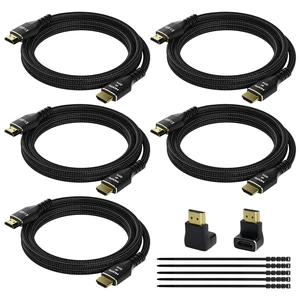 4K HDMI Cable 4 Feet (5 Pack), Ultra HD HDMI 2.0 Cable, Nylon Braided & Gold-Plated Connectors, 4K @ 60Hz, 2K ,1080P, HDCP 2.2, ARC, Bulk HDMI Cables for Laptop, Monitors, HDTV, PS5, Xbox One & More 4K HDMI Cable 4 Feet (5 Pack), Ultra HD HDMI 2.0 Cable, Nylon Braided & Gold-Plated Connectors, 4K @ 60Hz, 2K ,1080P, HDCP 2.2, ARC, Bulk HDMI Cables for Laptop, Monitors, HDTV, PS5, Xbox One & More
