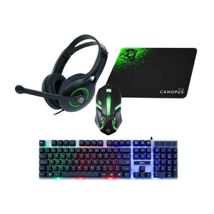 ELG Gaming Combo 4-in-1 Keyboard, Mouse, Over-Ear Headset, Mousepad, LED Backlit, Membrane, Anti-Ghosting, 1200 DPI, Wired, 3.5mm, PC/Laptop, Black ELG Gaming Combo 4-in-1 Keyboard, Mouse, Over-Ear Headset, Mousepad, LED Backlit, Membrane, Anti-Ghosting, 1200 DPI, Wired, 3.5mm, PC/Laptop, Black