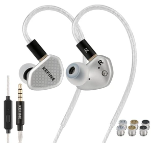 Kefine Klean SV Hi-Fi in Ear Monitor, Wired Gaming Earbuds, 10mm DLC Diaphragm Dynamic Driver, Wired Earphones, Interchangeable Nozzles, HiFi IEM for Audiophile, Musician&Gaming(Silver, 3.5mm Mic) Kefine Klean SV Hi-Fi in Ear Monitor, Wired Gaming Earbuds, 10mm DLC Diaphragm Dynamic Driver, Wired Earphones, Interchangeable Nozzles, HiFi IEM for Audiophile, Musician&Gaming(Silver, 3.5mm Mic)