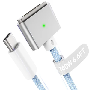 Hugener Magnetic 3 Cable USB-C 6.6FT for MacBook Air Pro Charger, L-Blue Hugener Magnetic 3 Cable USB-C 6.6FT for MacBook Air Pro Charger, L-Blue