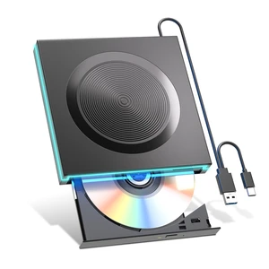 LEDLight External DVD CD Drive,USB-A&USBC Optical Disc Reader Writer LEDLight External DVD CD Drive,USB-A&USBC Optical Disc Reader Writer